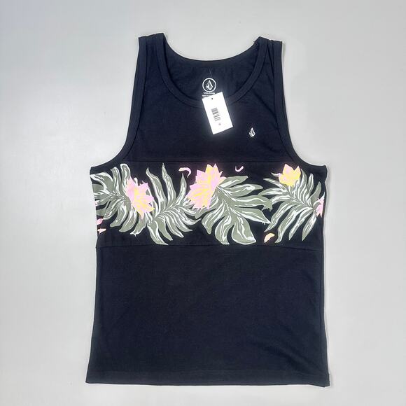 Volcom Summerside Floral Striped Tank Top Black - Picture 3 of 7